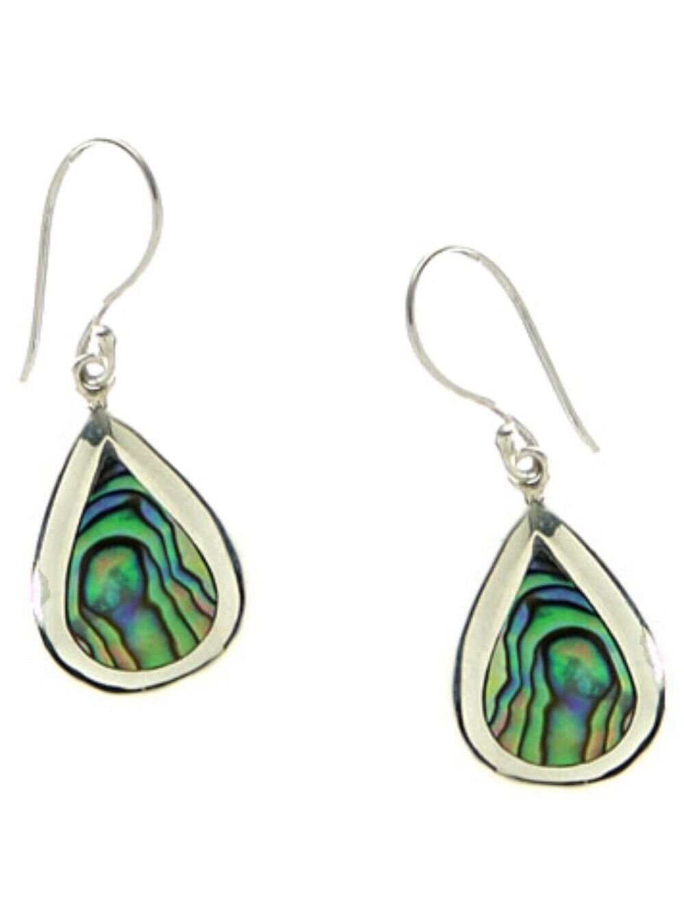 Paua MOP Abalone 925 Sterling Silver Earrings 1-1/2" from Bali Indonesia